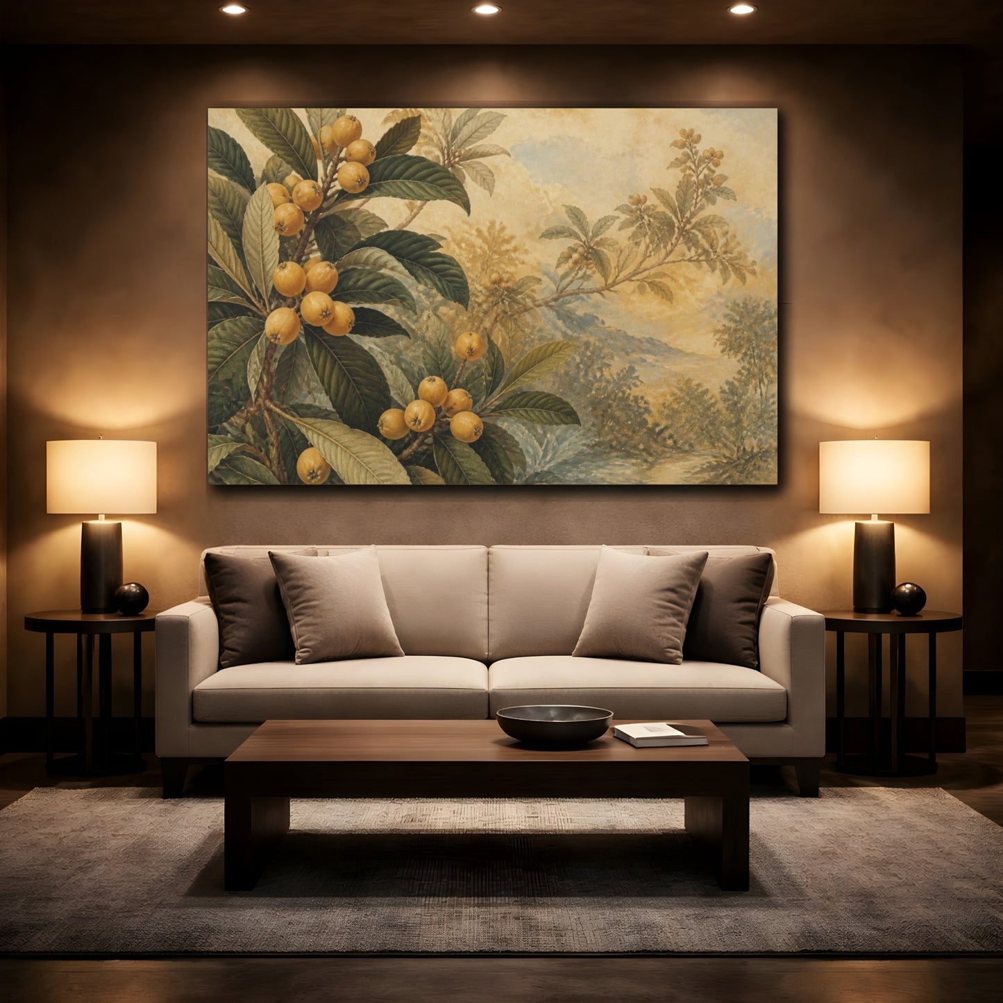 Mockup 2. Golden Loquat Branch shown as canvas print