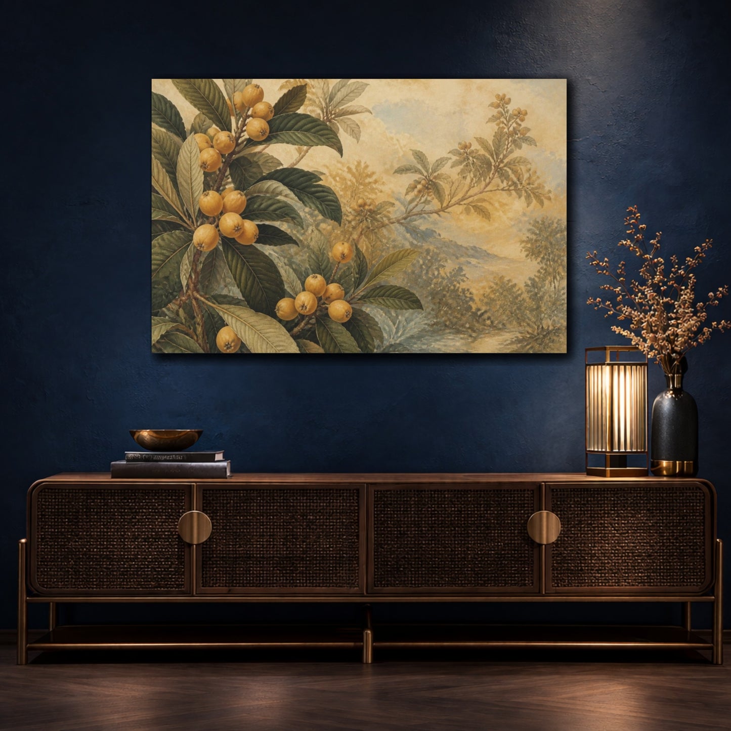 Mockup 4. Golden Loquat Branch shown as canvas print