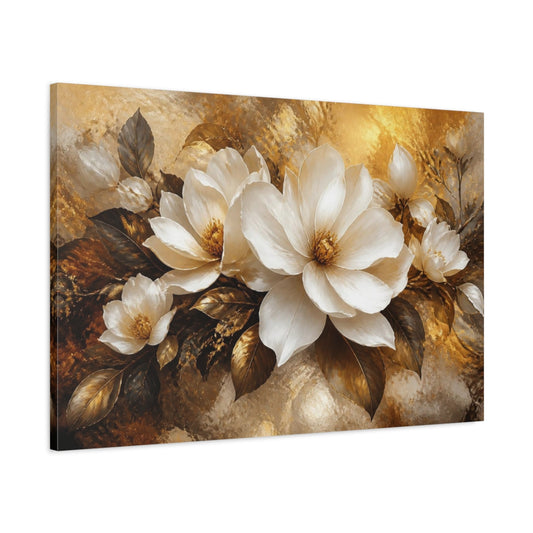 Main Mockup. Golden Magnolia Elegance shown as canvas print