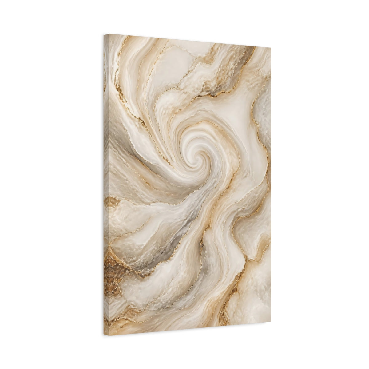 Side Mockup 2. Golden Marble Swirl shown as canvas print