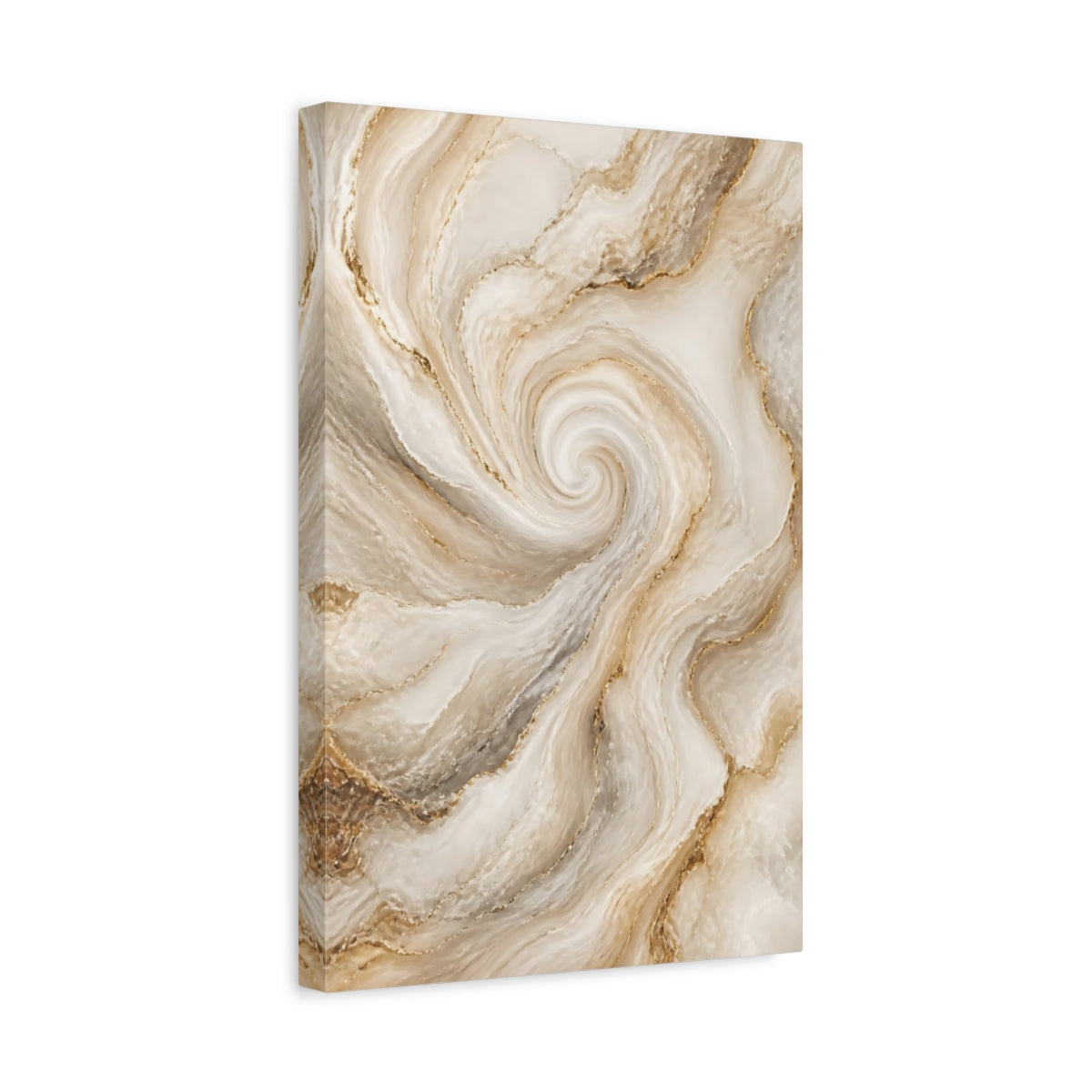 Side Mockup 4. Golden Marble Swirl shown as canvas print