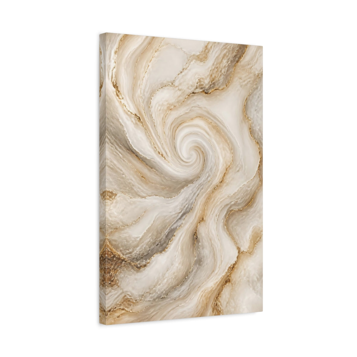 Side Mockup 3. Golden Marble Swirl shown as canvas print