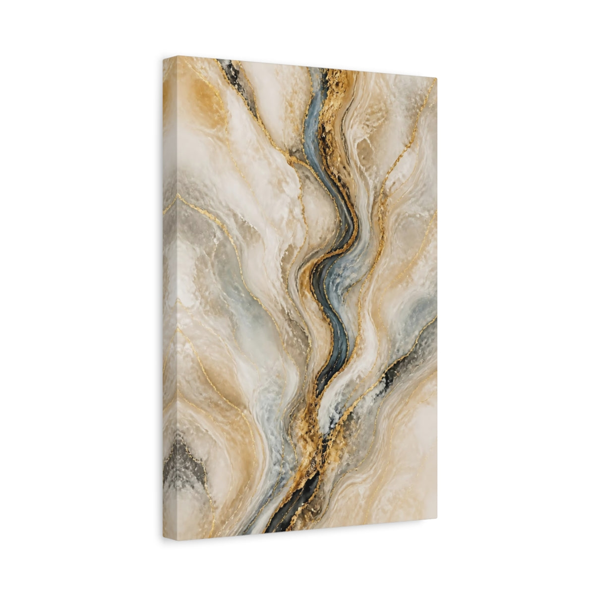 Side Mockup 4. Golden Marble Veins shown as canvas print
