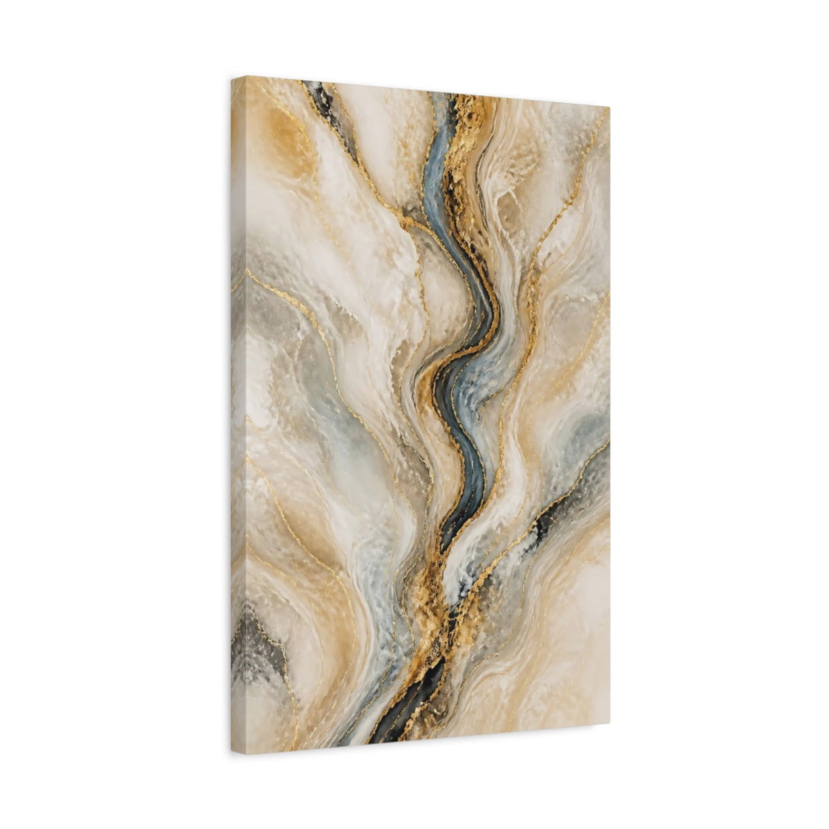 Side Mockup 3. Golden Marble Veins shown as canvas print