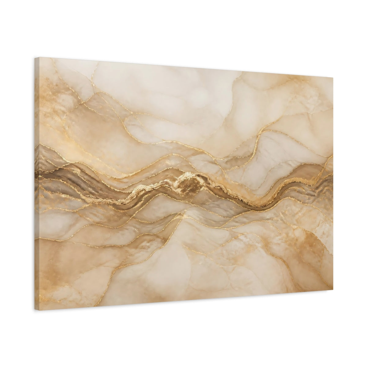 Main Mockup. Golden Marble Wave shown as canvas print