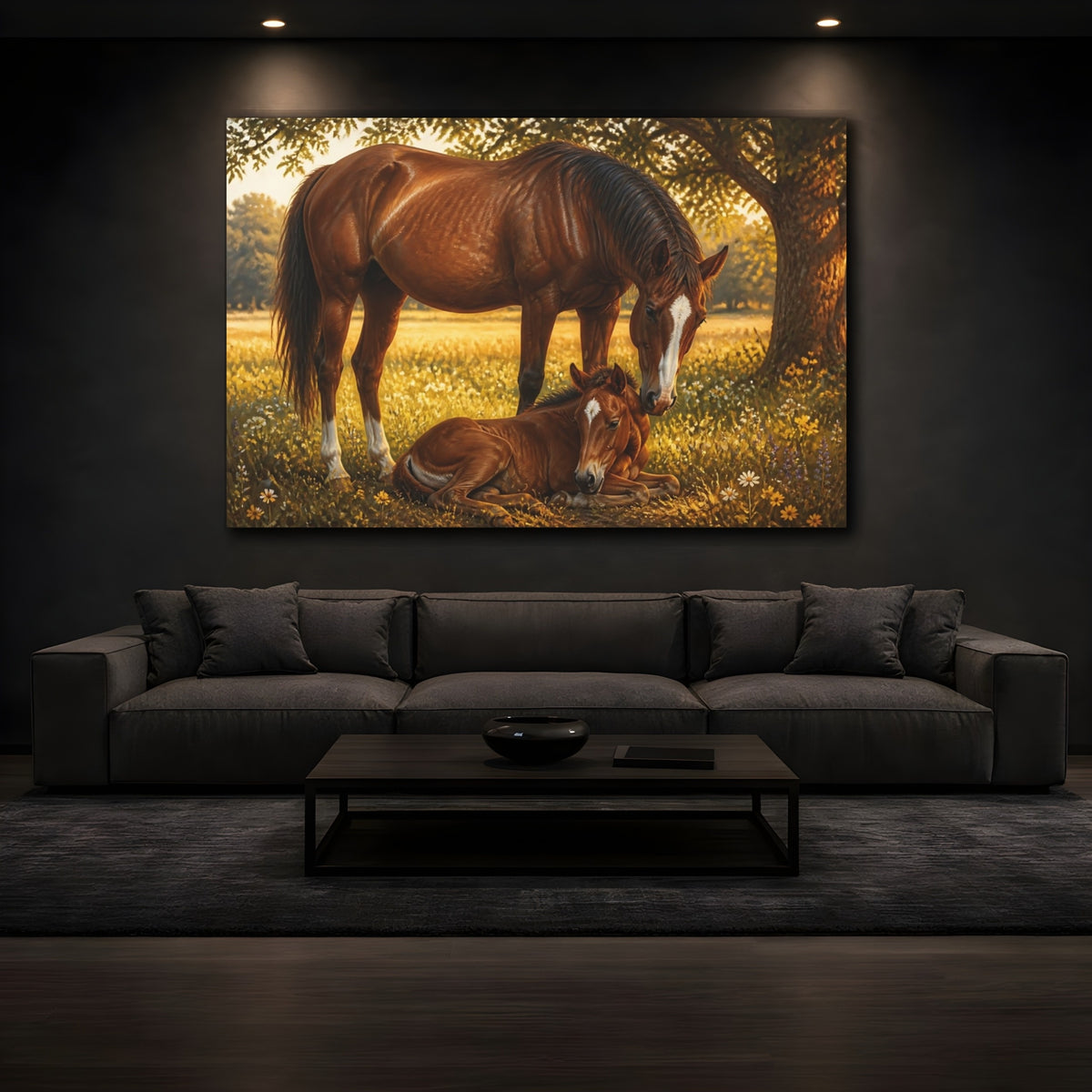 Mockup 3. Golden Mare And Foal shown as canvas print