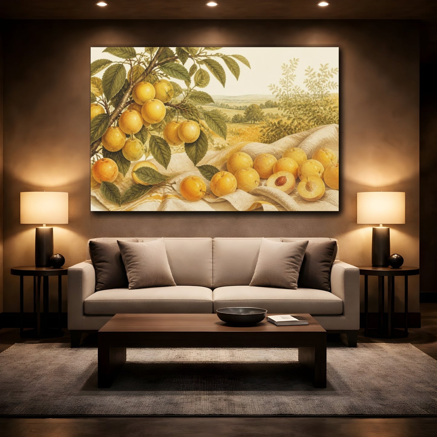 Mockup 2. Golden Mirabelle Harvest shown as canvas print