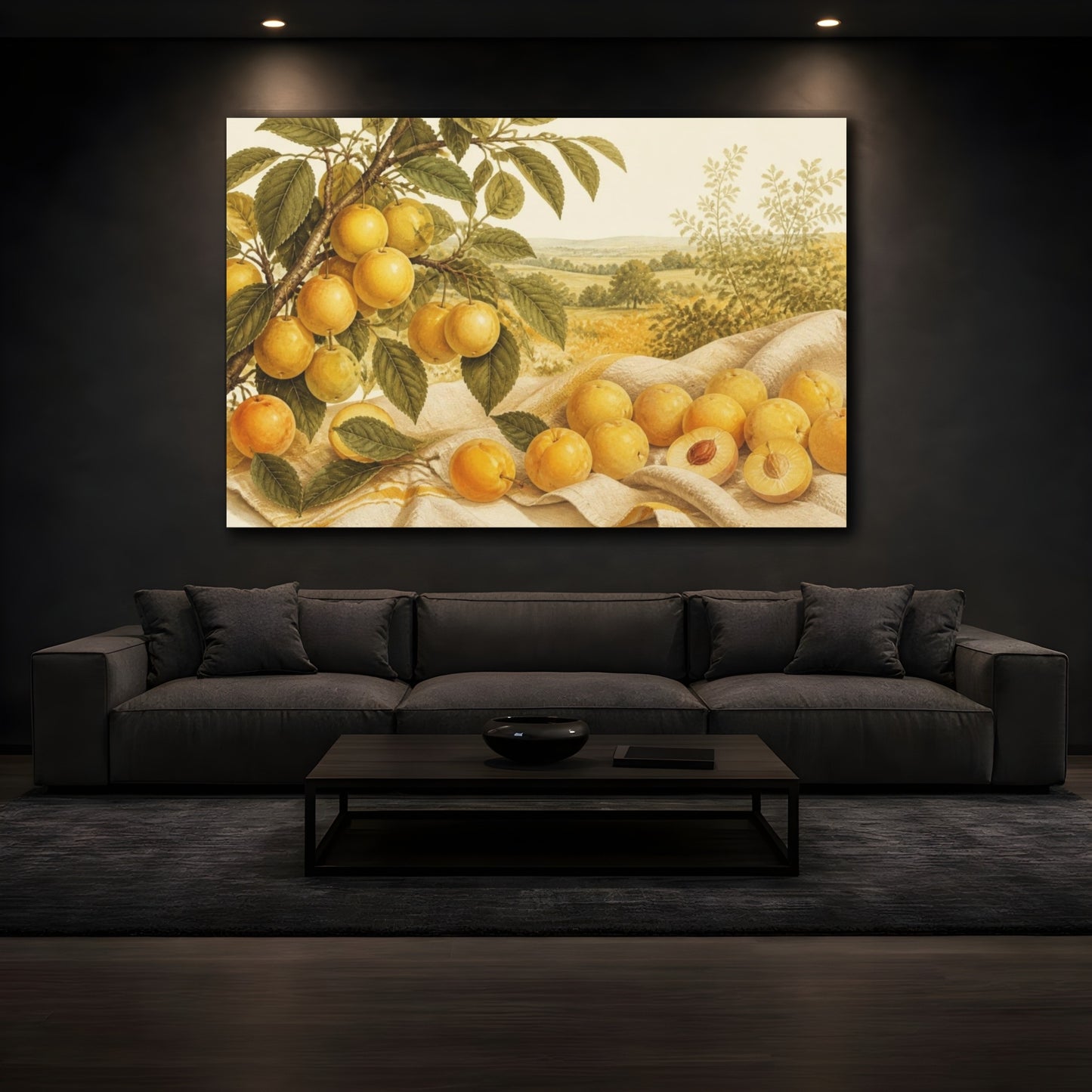 Mockup 3. Golden Mirabelle Harvest shown as canvas print