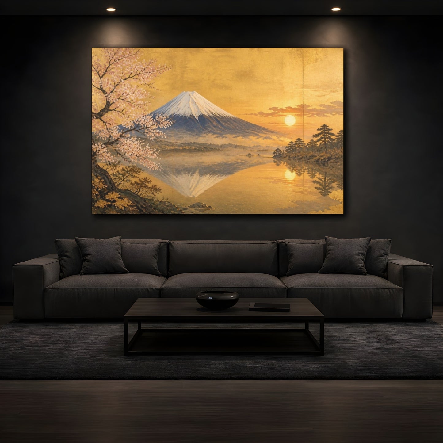 Mockup 3. Golden Mount Fuji Sunrise shown as canvas print