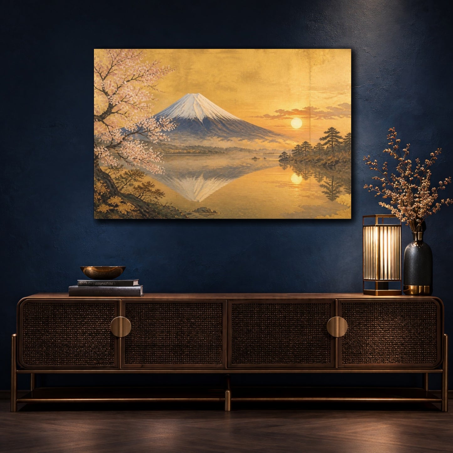 Mockup 4. Golden Mount Fuji Sunrise shown as canvas print
