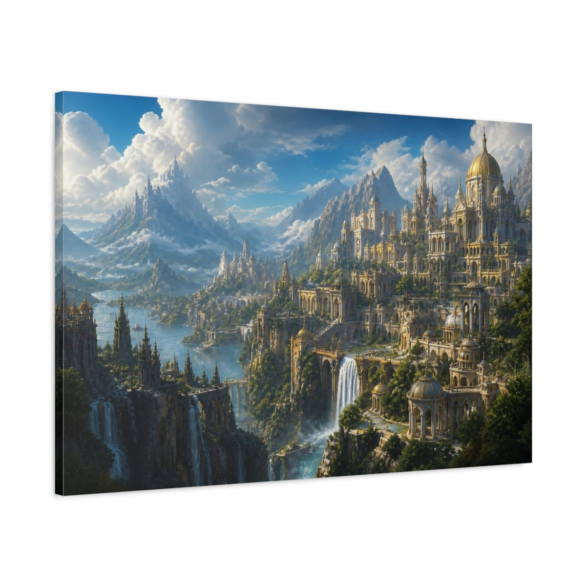 Main Mockup. Golden Mountain City shown as canvas print