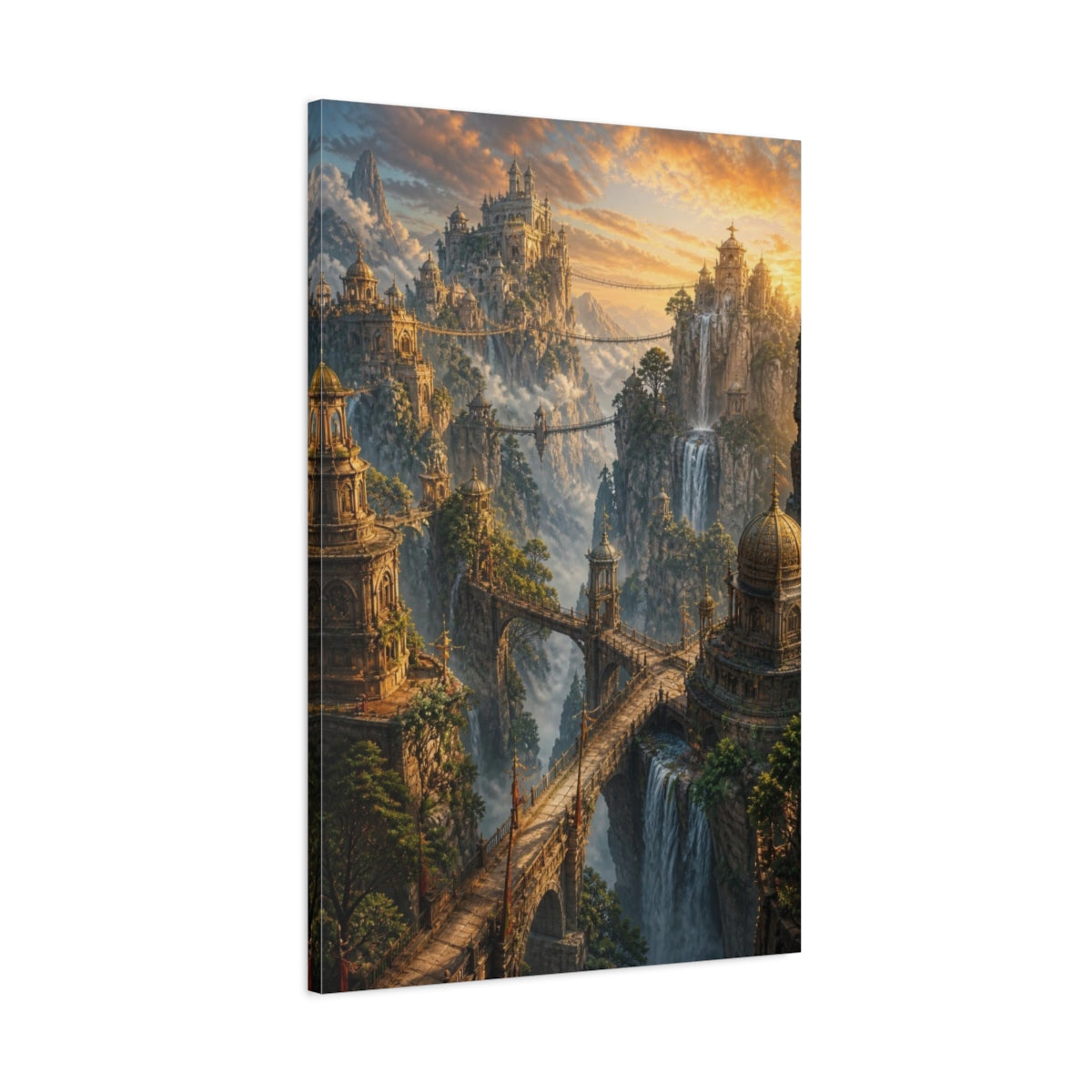 Main Mockup. Golden Mountain Kingdom shown as canvas print