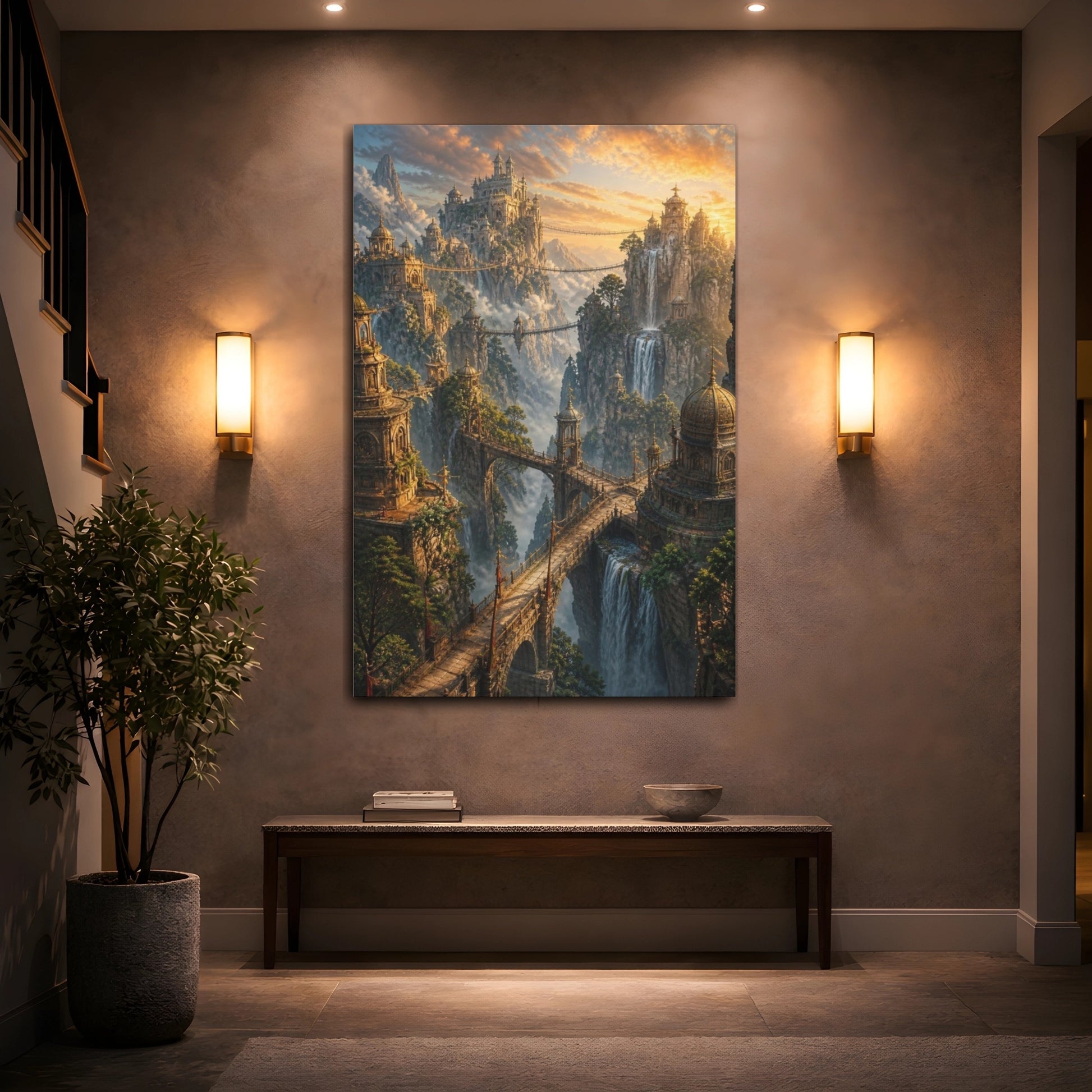 Mockup 2. Golden Mountain Kingdom shown as canvas print
