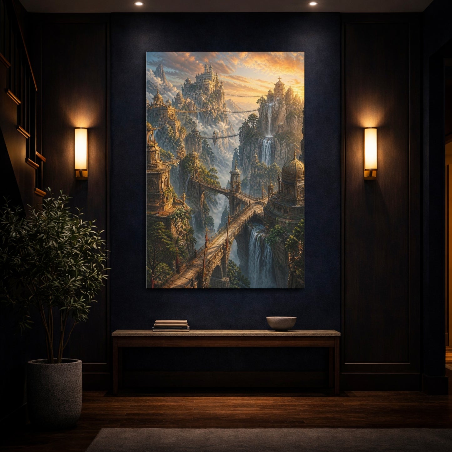 Mockup 4. Golden Mountain Kingdom shown as canvas print