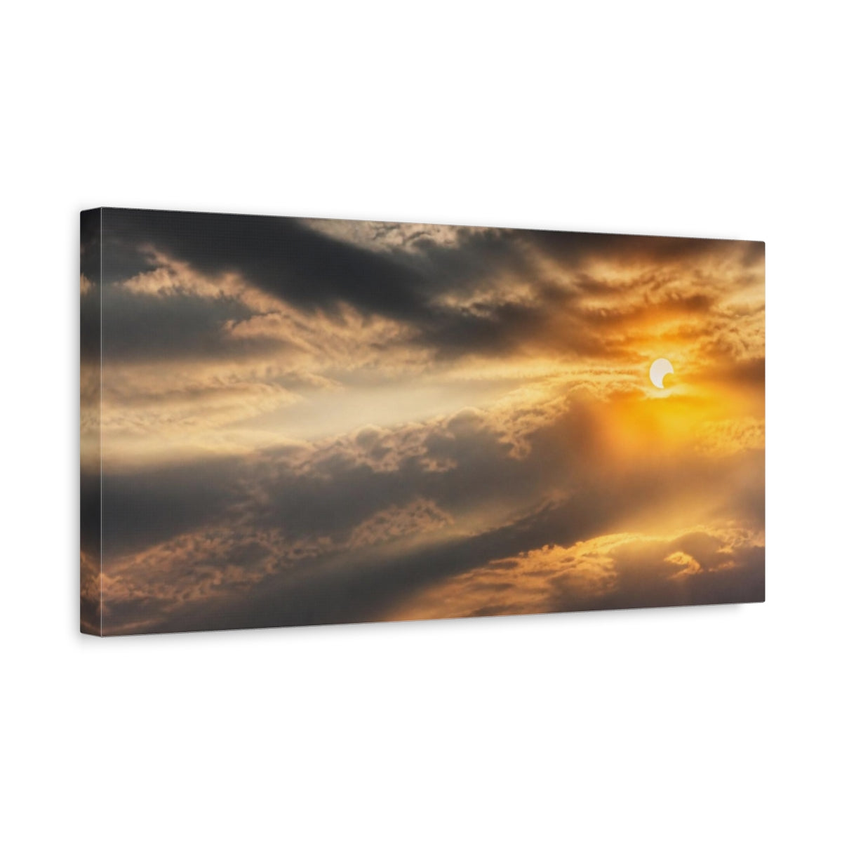 Side Mockup 3. Golden Partial Solar Eclipse shown as canvas print