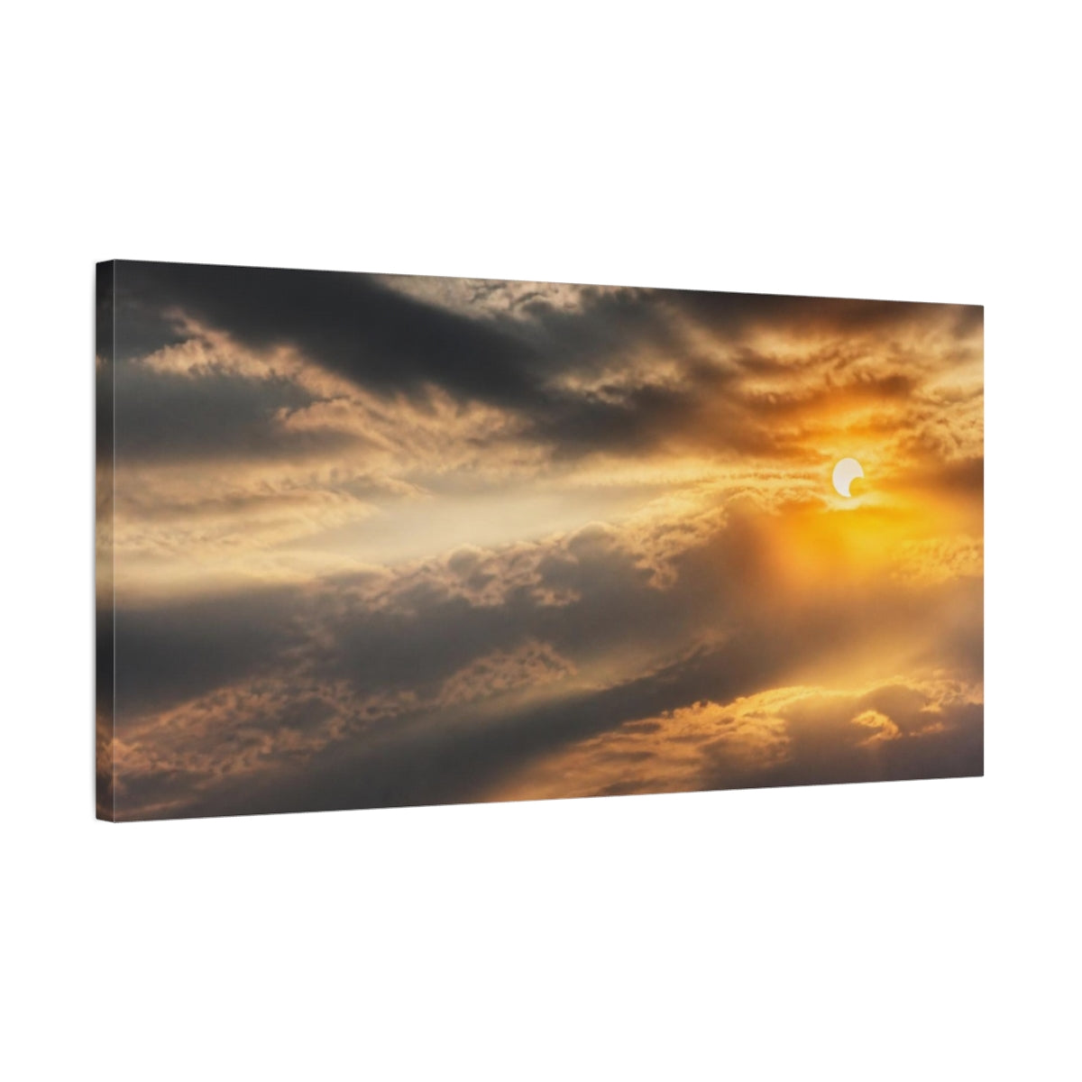Side Mockup 1. Golden Partial Solar Eclipse shown as canvas print