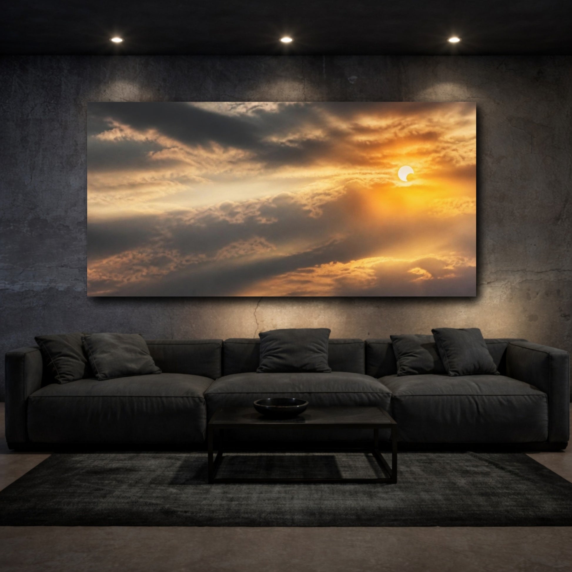 Mockup 3. Golden Partial Solar Eclipse shown as canvas print