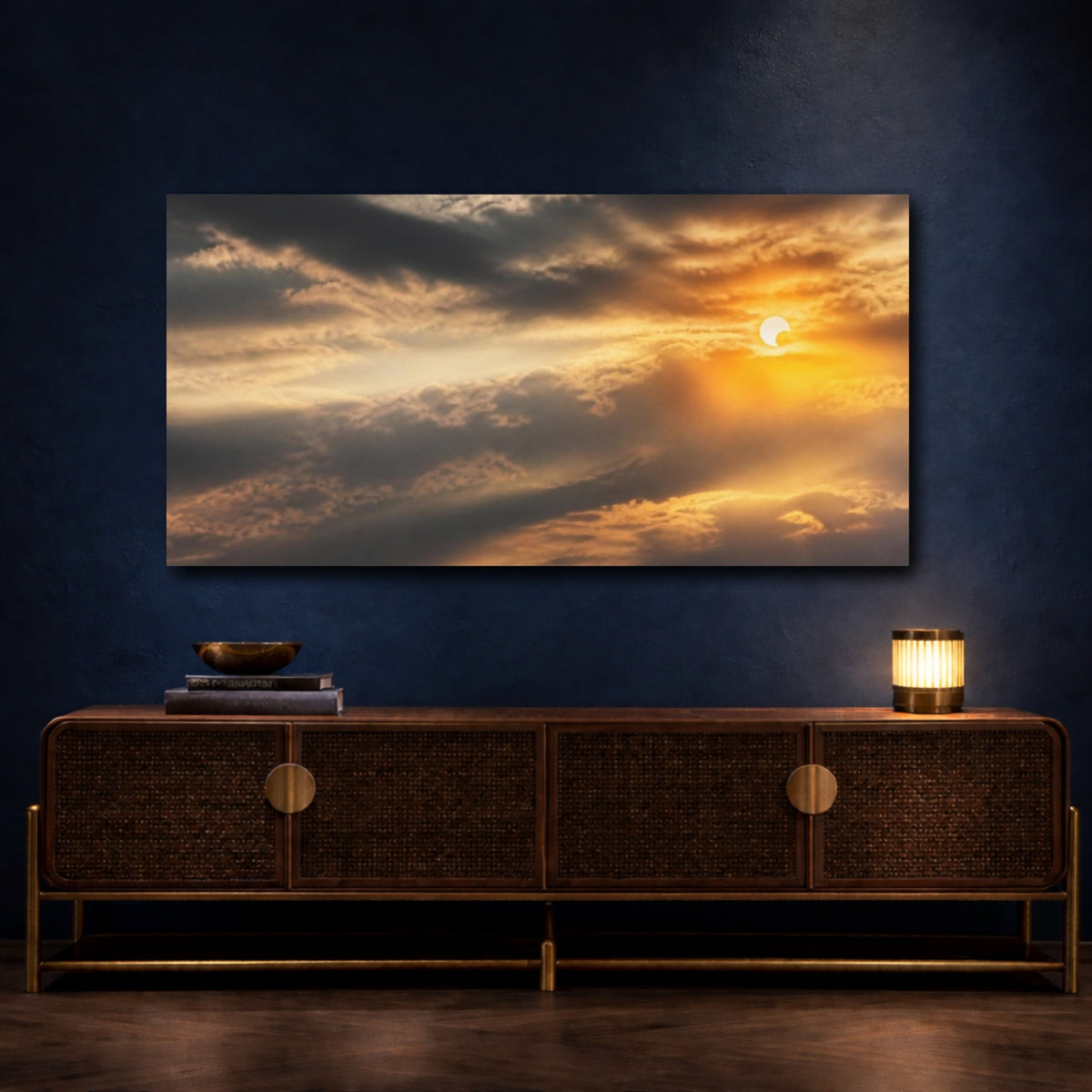 Mockup 4. Golden Partial Solar Eclipse shown as canvas print