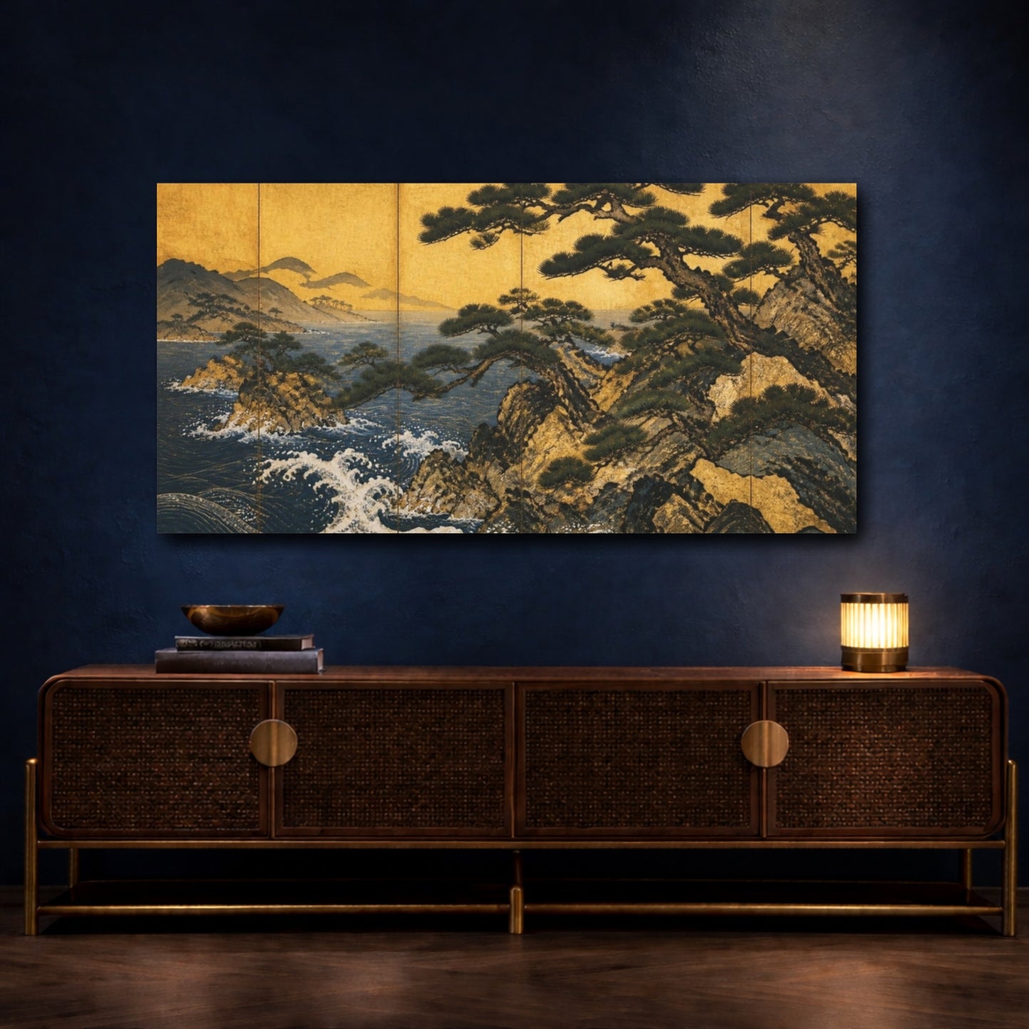 Mockup 4. Golden Pines By The Sea shown as canvas print