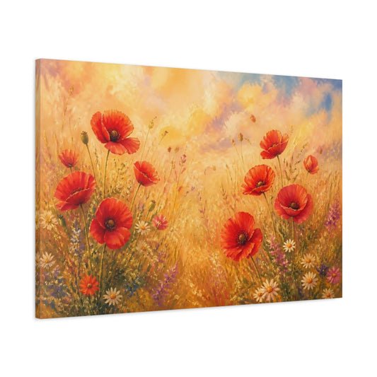 Main Mockup. Golden Poppy Meadow shown as canvas print