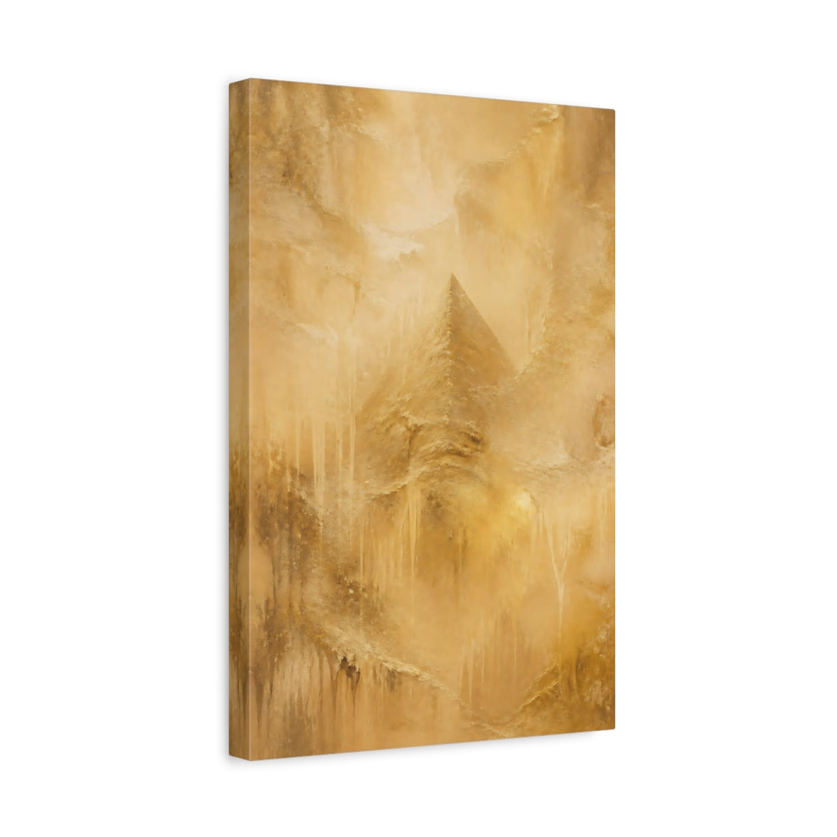 Side Mockup 4. Golden Pyramid Texture shown as canvas print
