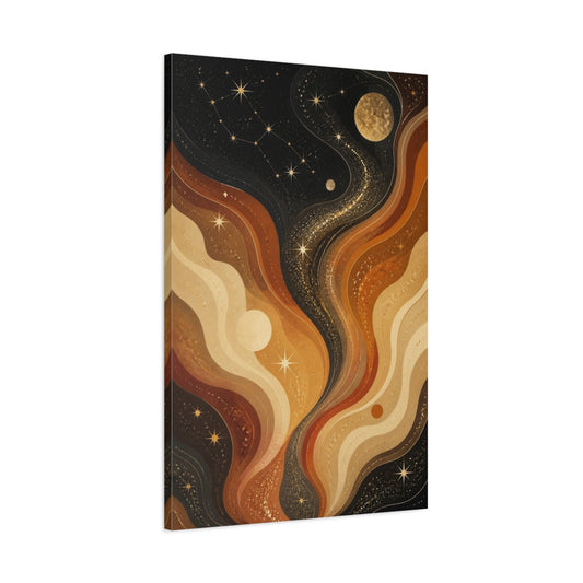 Main Mockup. Golden Retro Nebula shown as canvas print