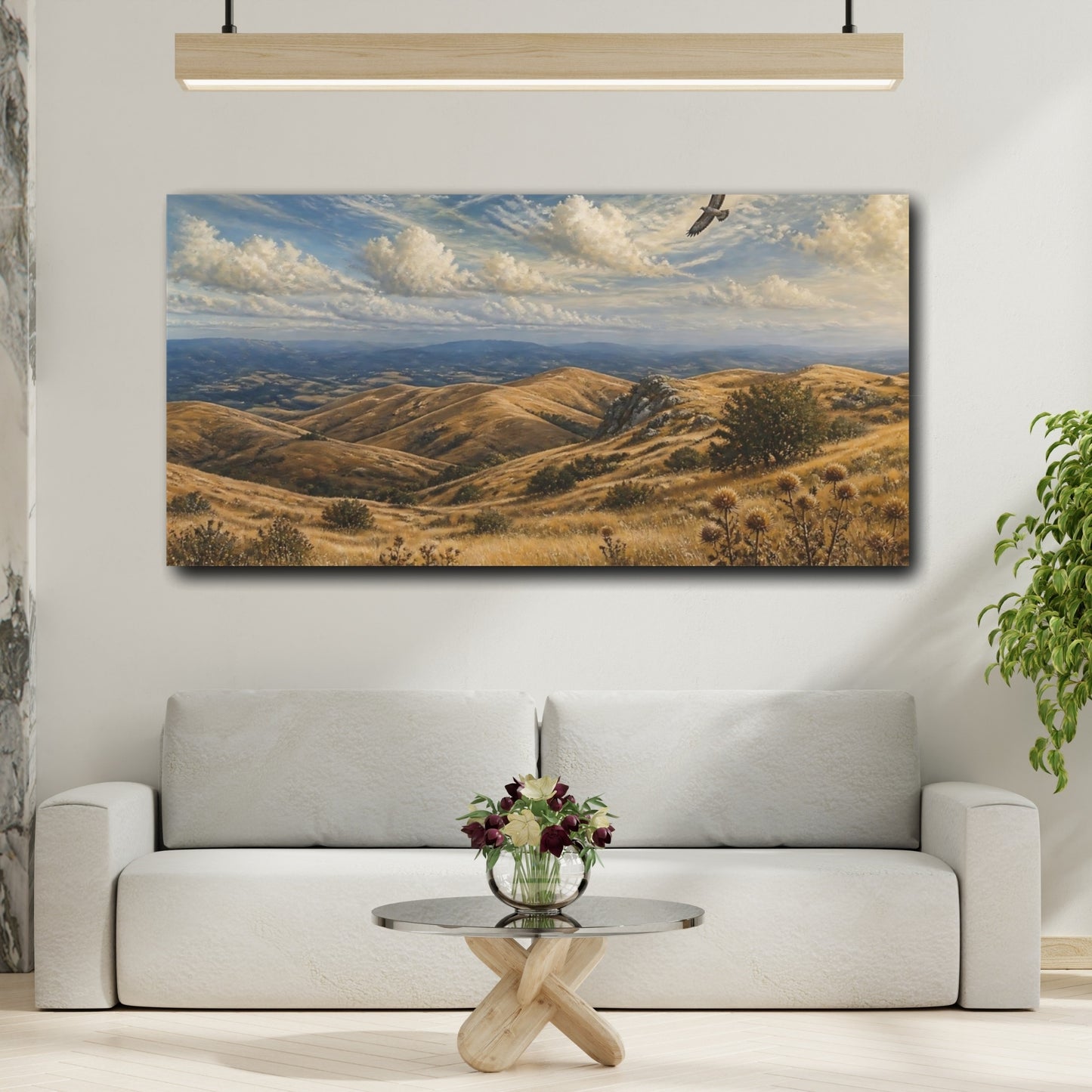 Mockup 2. Golden Rolling Hills Vista shown as canvas print