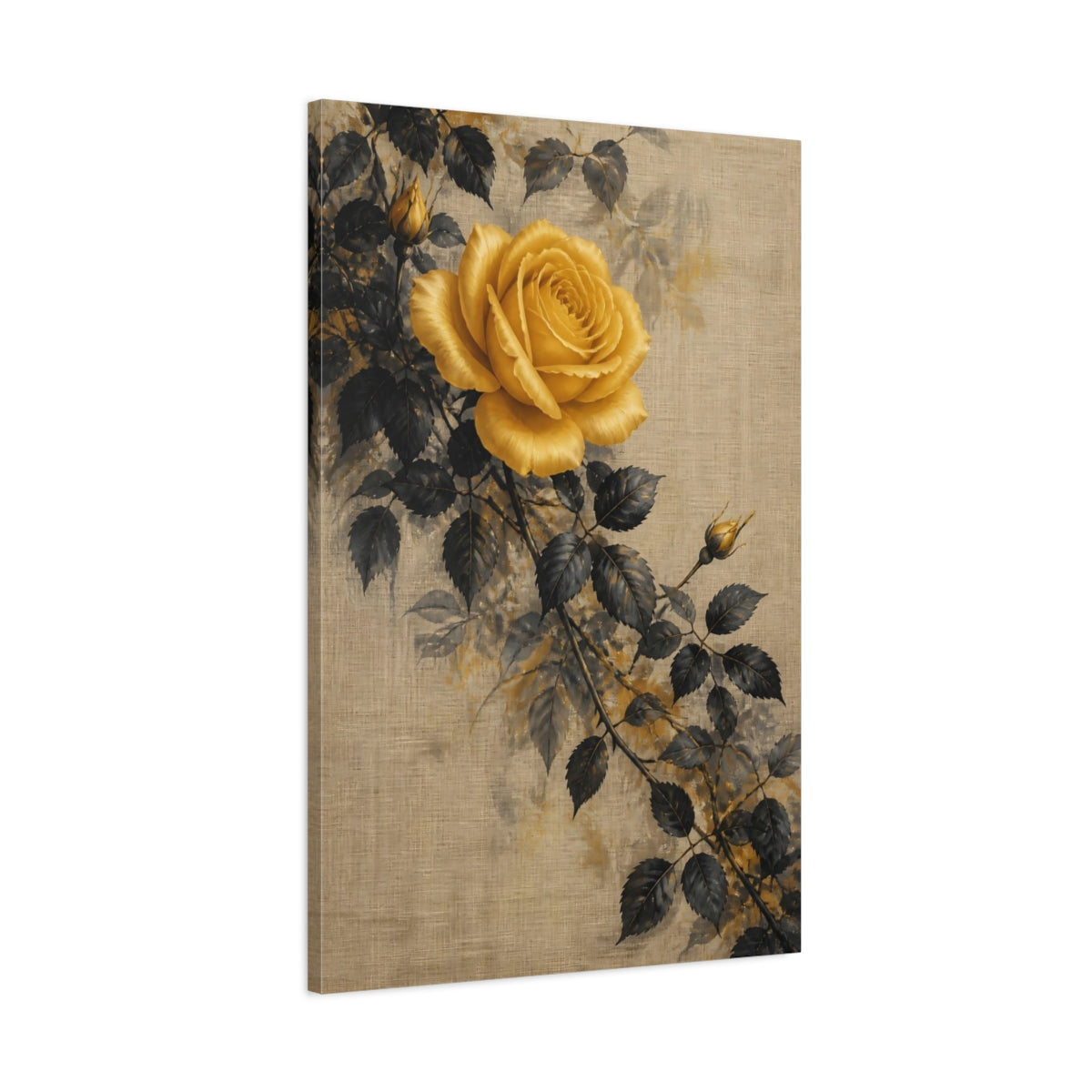 Main Mockup. Golden Rose Flowers shown as canvas print