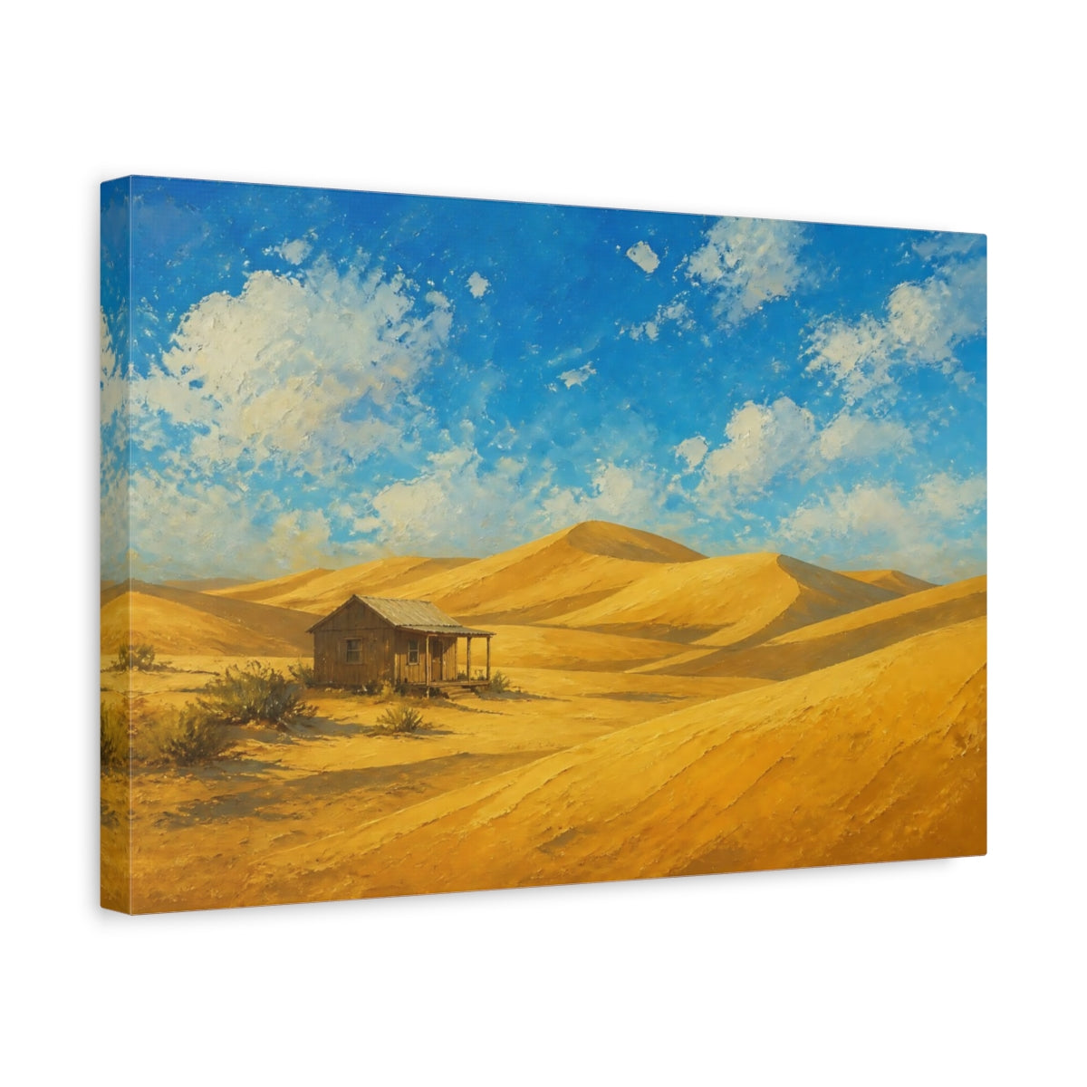 Side Mockup 4. Golden Sand Dunes Landscape shown as canvas print