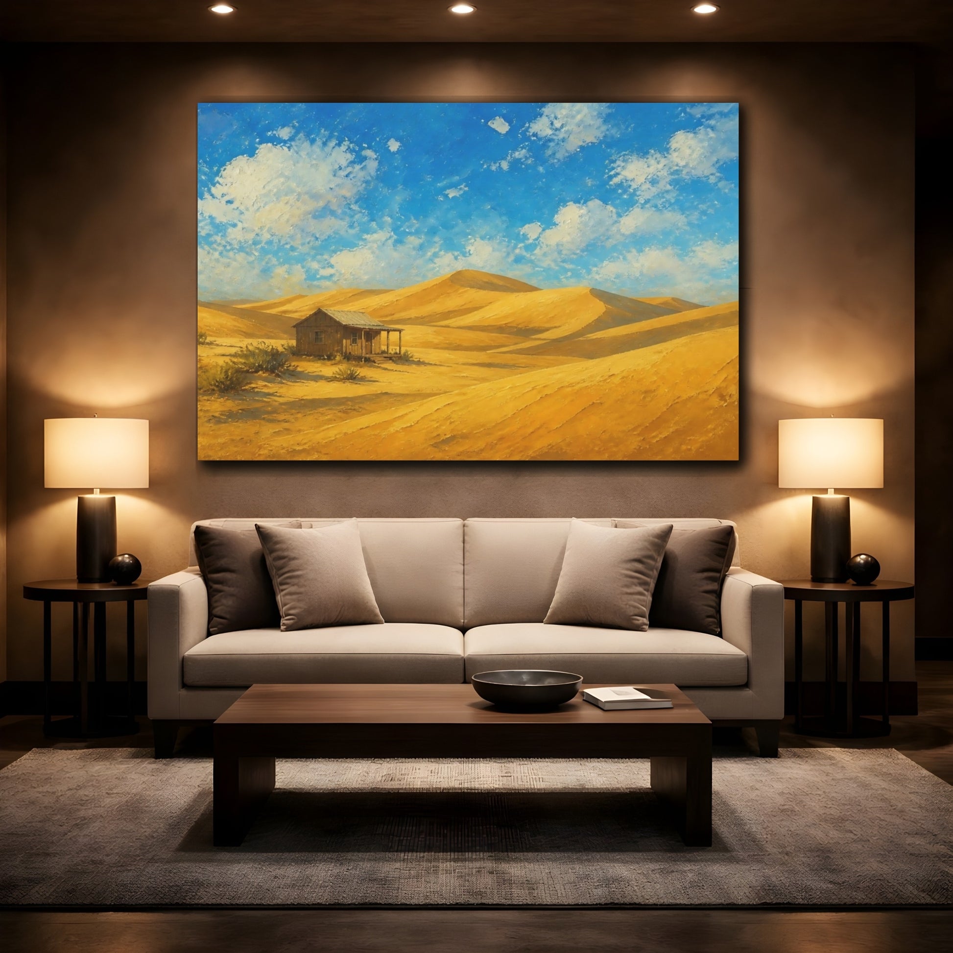 Mockup 2. Golden Sand Dunes Landscape shown as canvas print