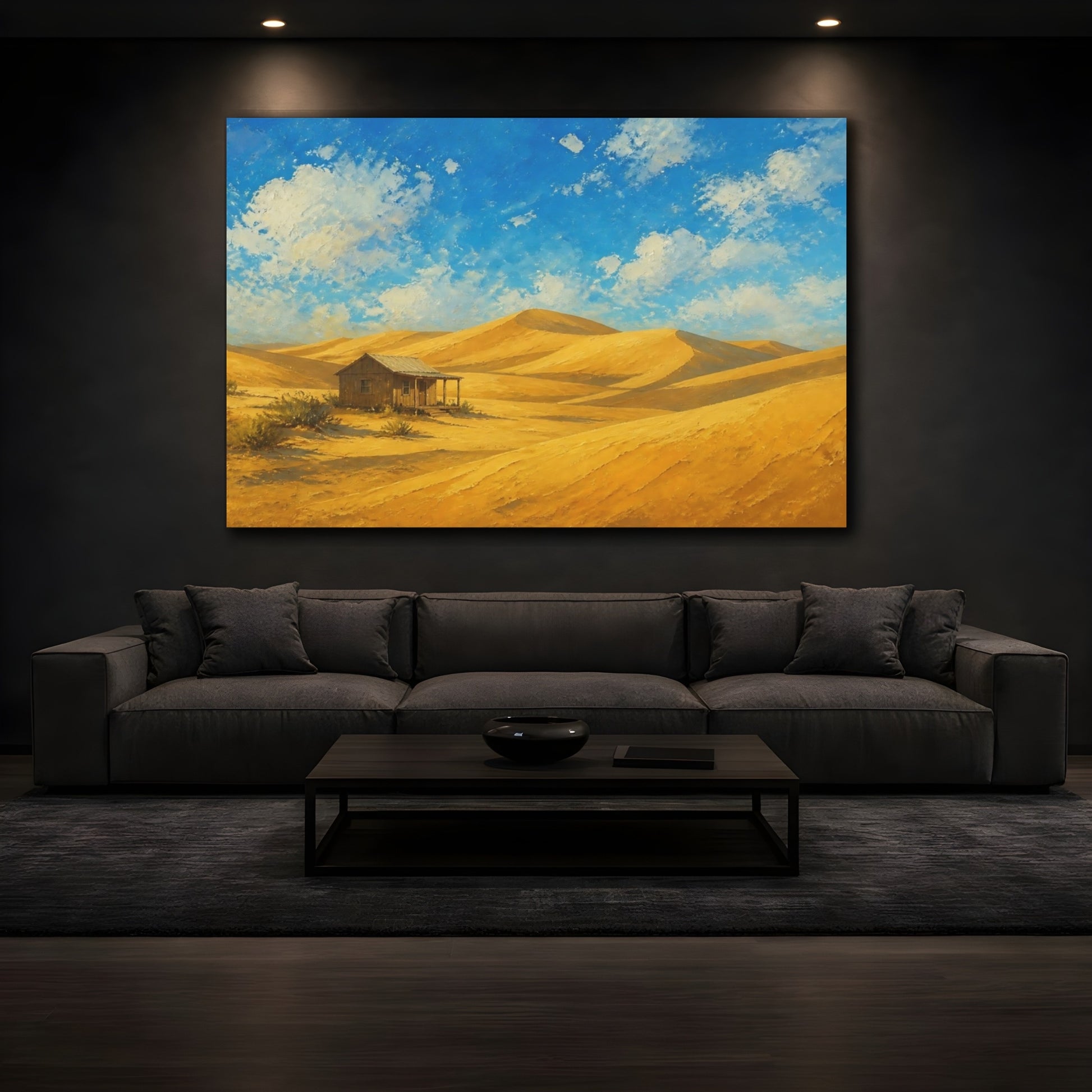 Mockup 3. Golden Sand Dunes Landscape shown as canvas print