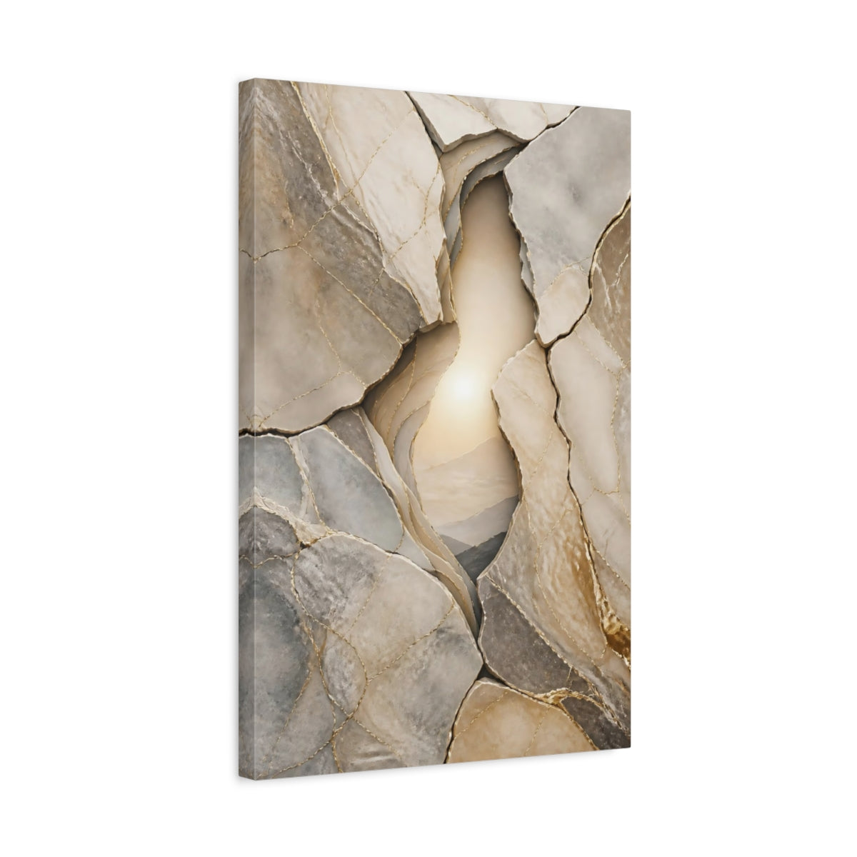 Side Mockup 3. Golden Stone Layers shown as canvas print