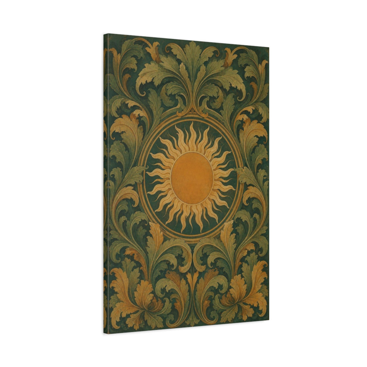 Main Mockup. Golden Sun And Acanthus shown as canvas print