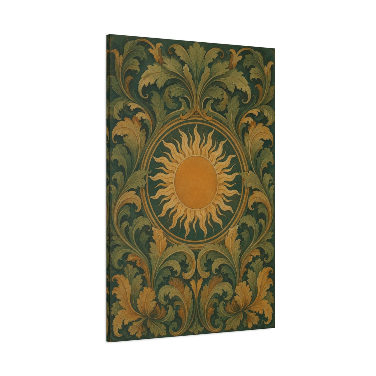 Side Mockup 1. Golden Sun And Acanthus shown as canvas print