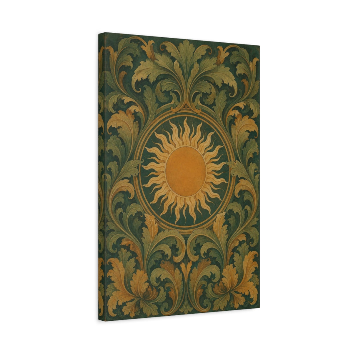 Side Mockup 3. Golden Sun And Acanthus shown as canvas print
