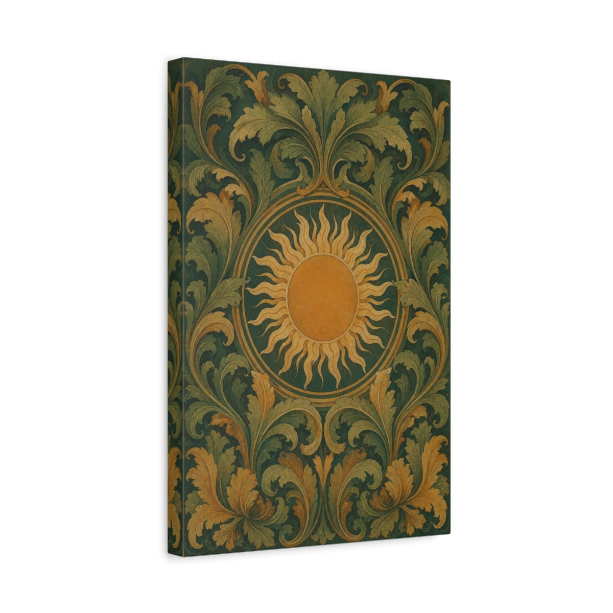 Side Mockup 4. Golden Sun And Acanthus shown as canvas print