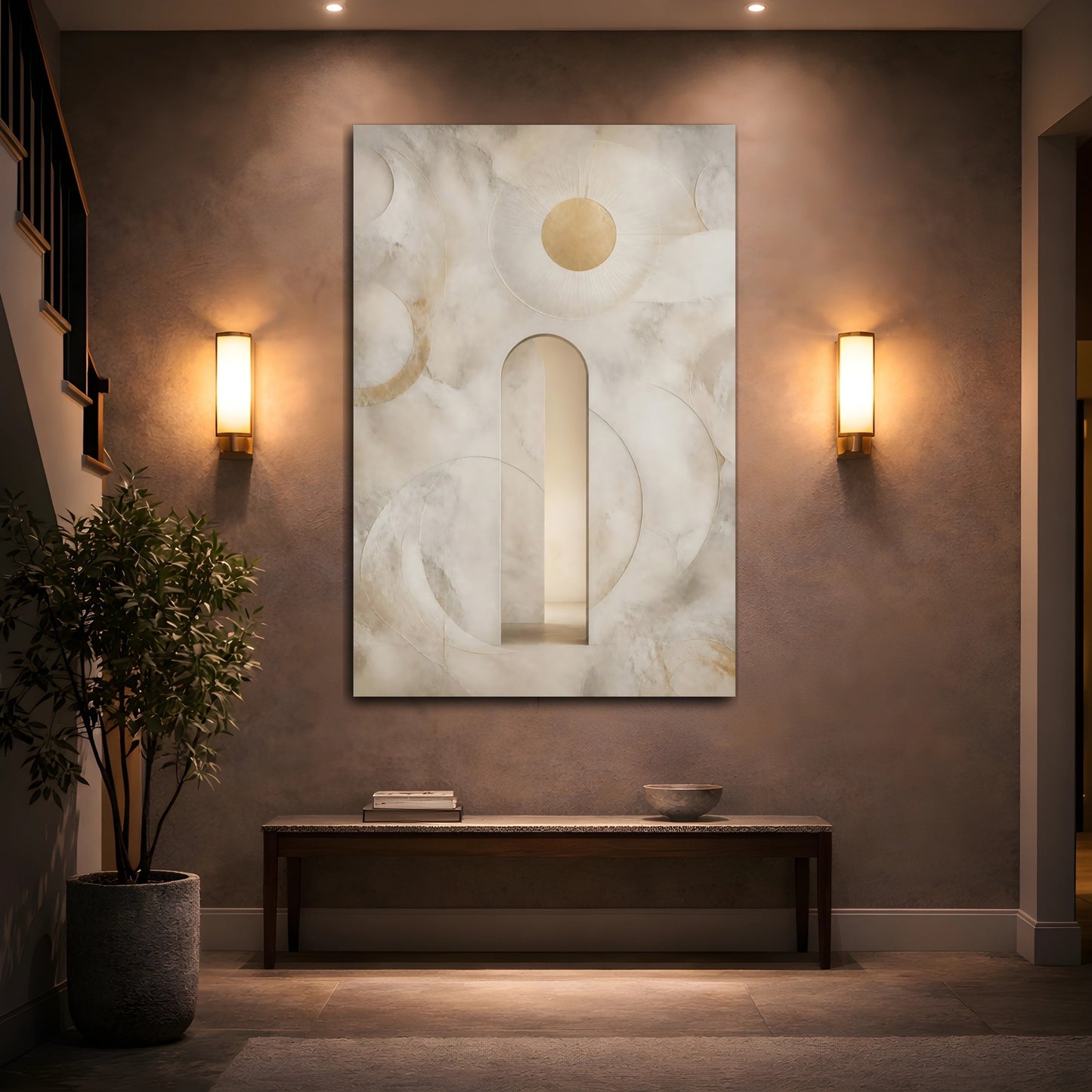 Mockup 2. Golden Sun Archway shown as canvas print