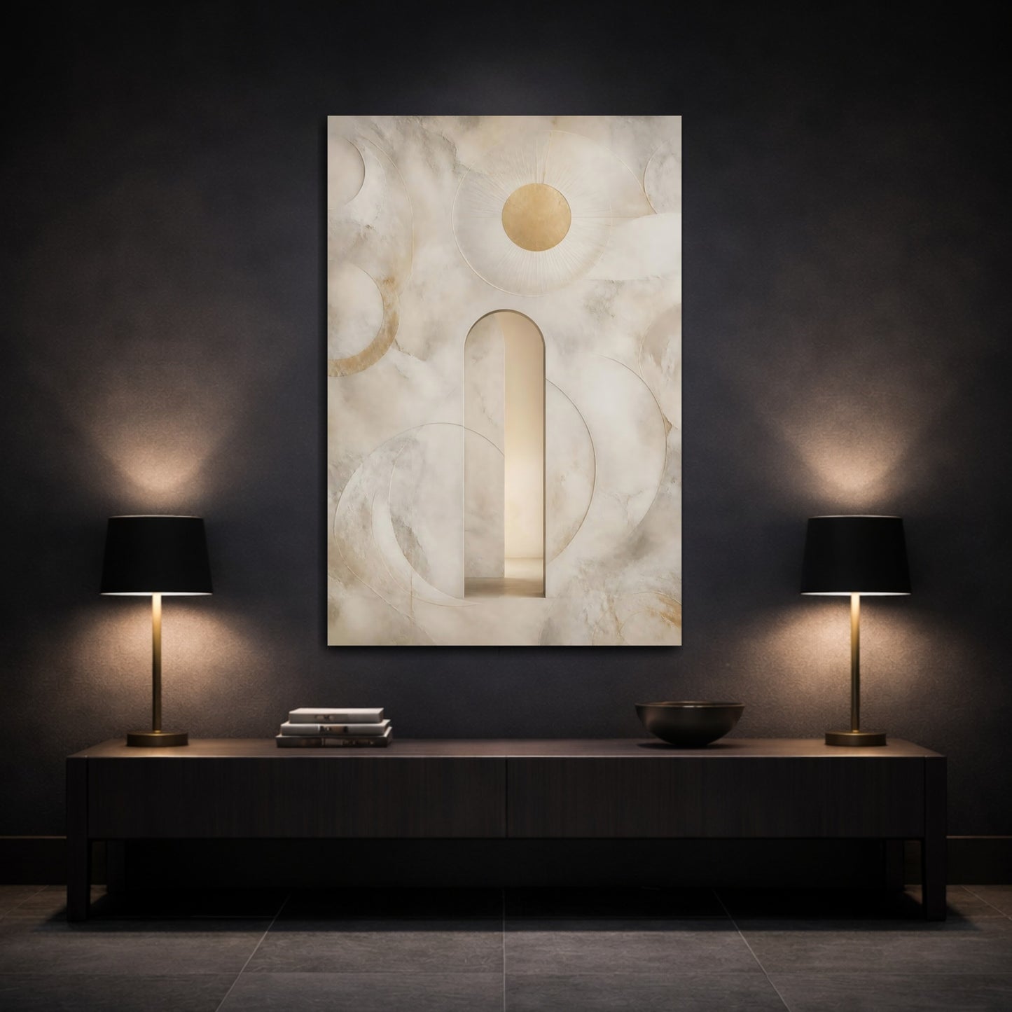 Mockup 3. Golden Sun Archway shown as canvas print