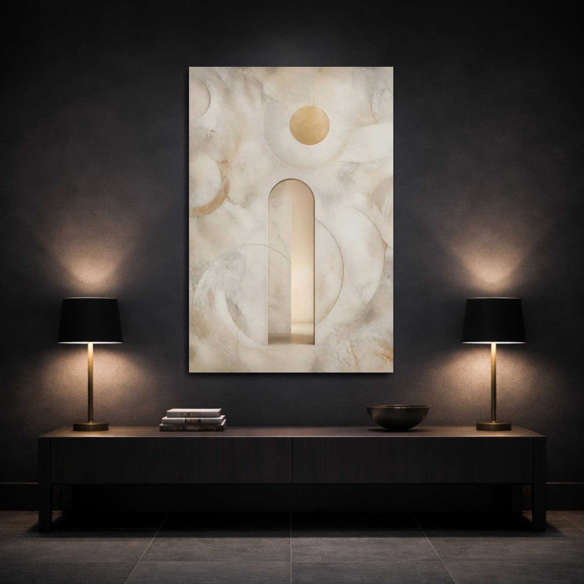 Mockup 3. Golden Sun Archway shown as canvas print