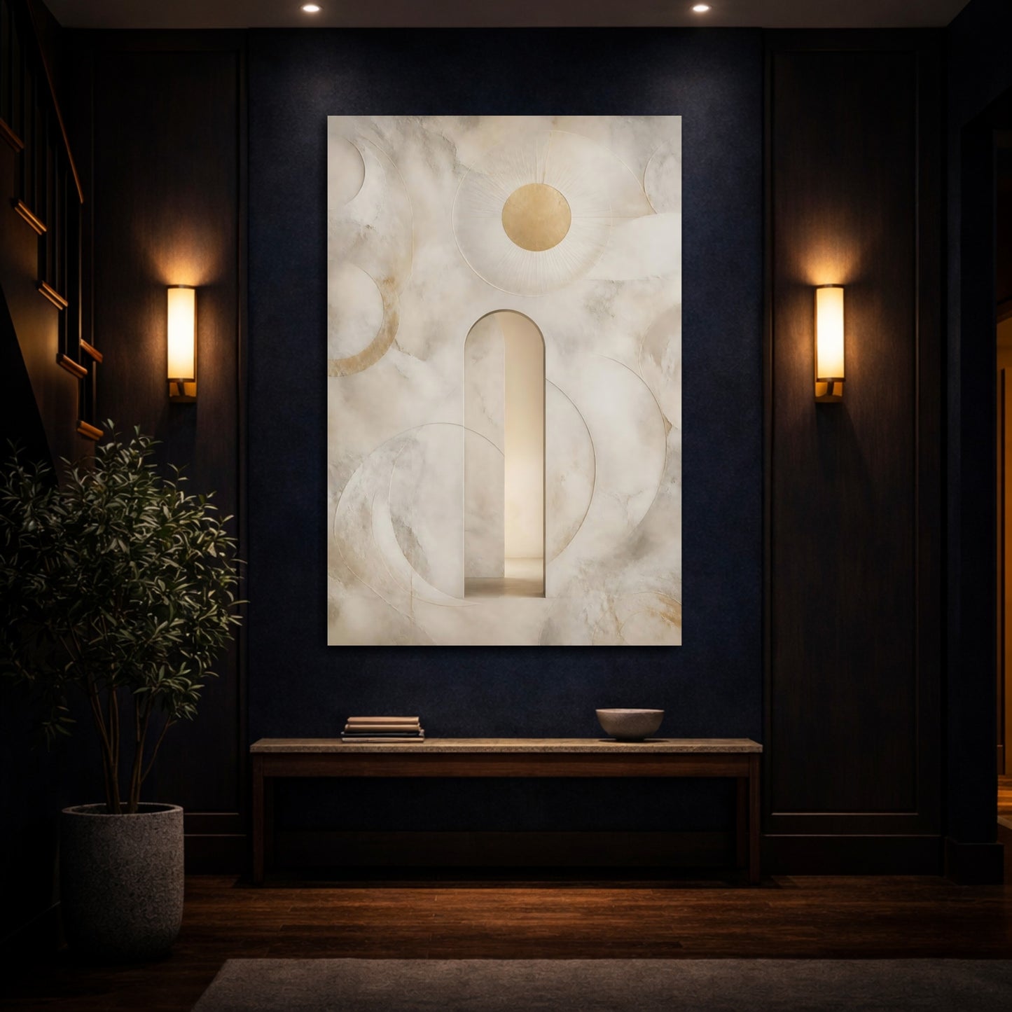 Mockup 4. Golden Sun Archway shown as canvas print