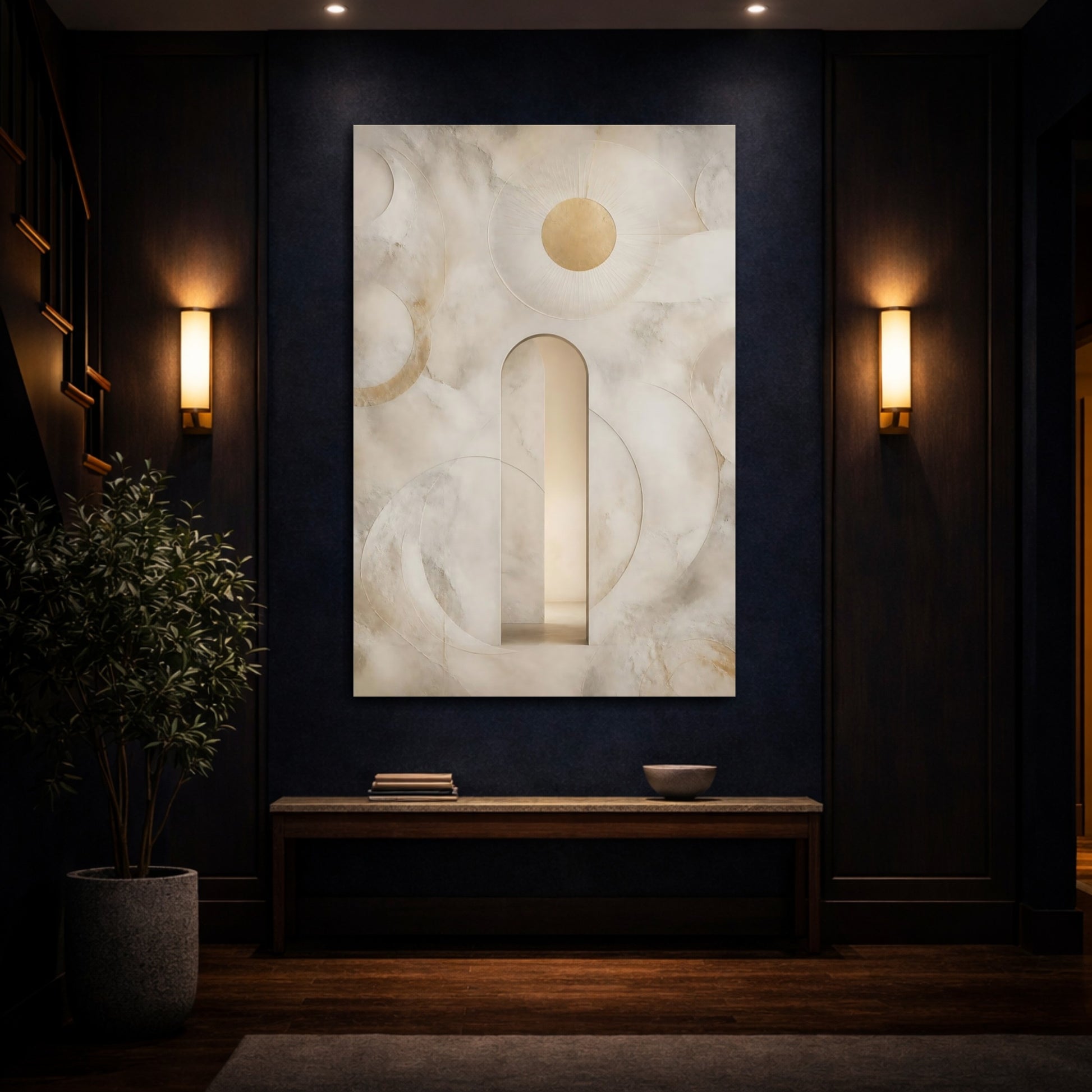 Mockup 4. Golden Sun Archway shown as canvas print