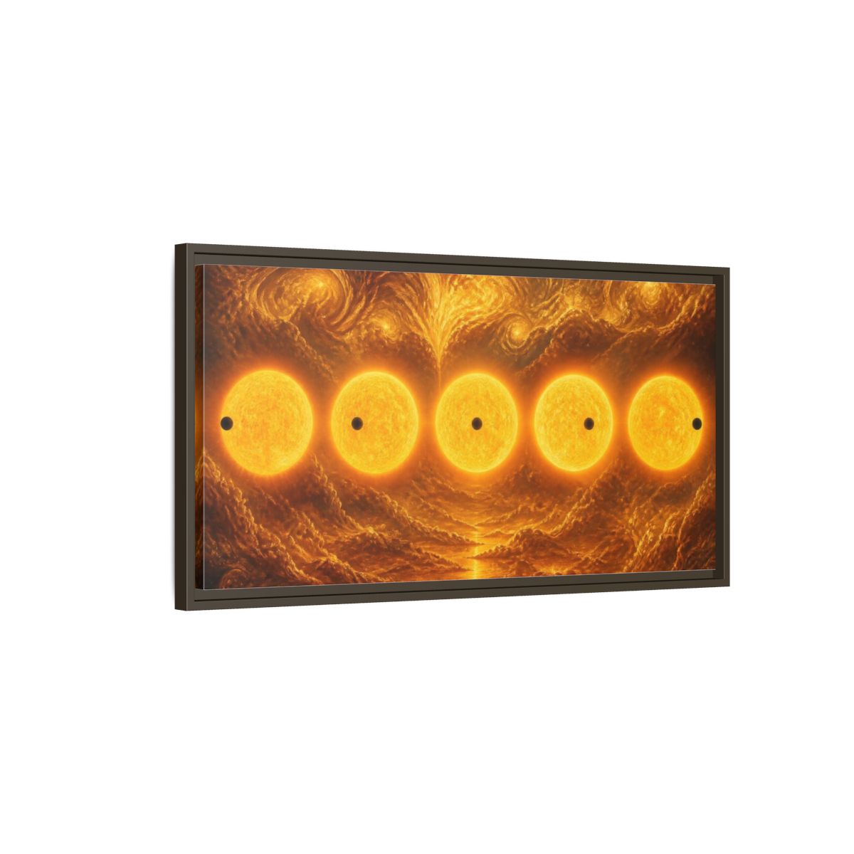 Main Mockup. Golden Sun Transit shown as framed canvas print