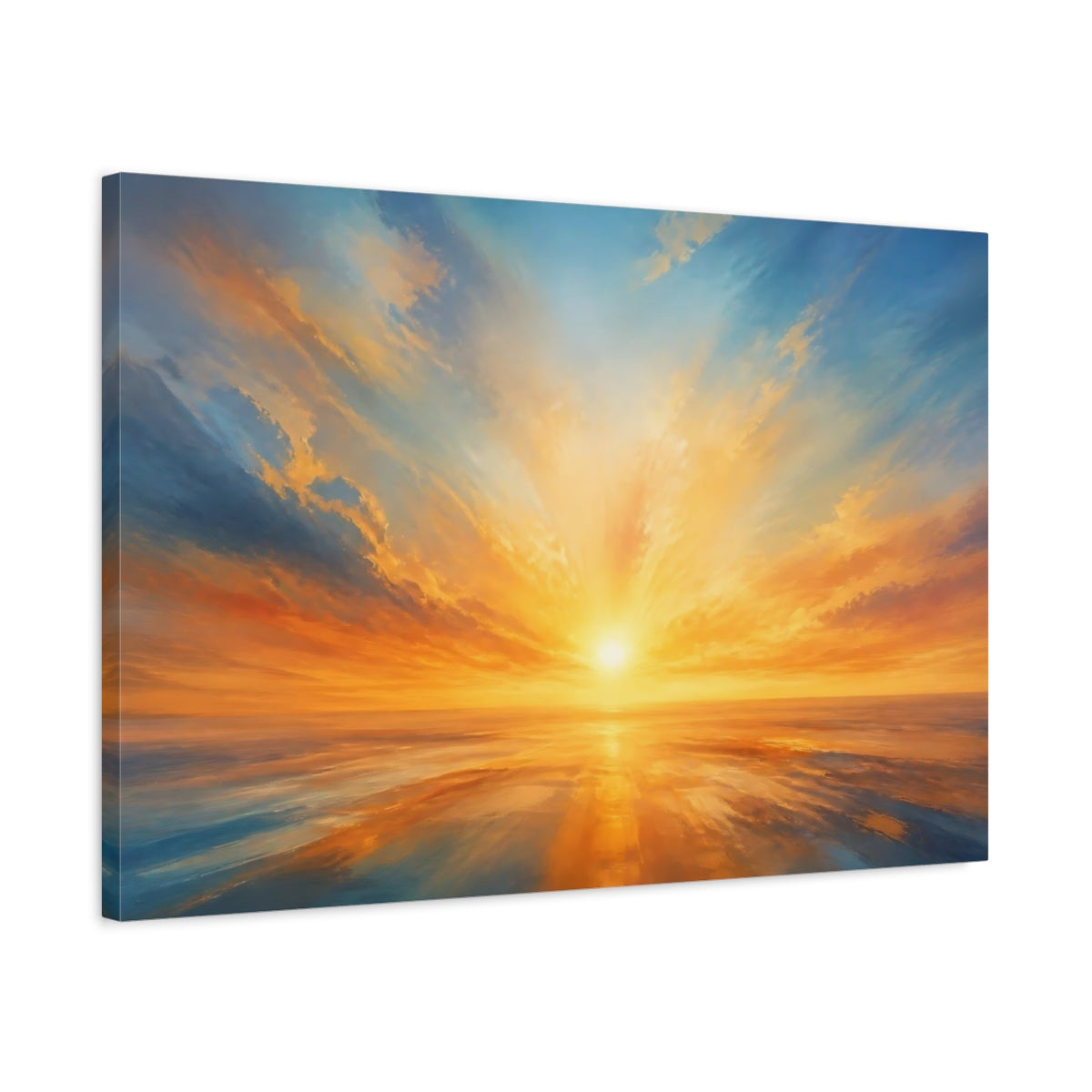 Side Mockup 2. Golden Sunrise Over Ocean shown as canvas print