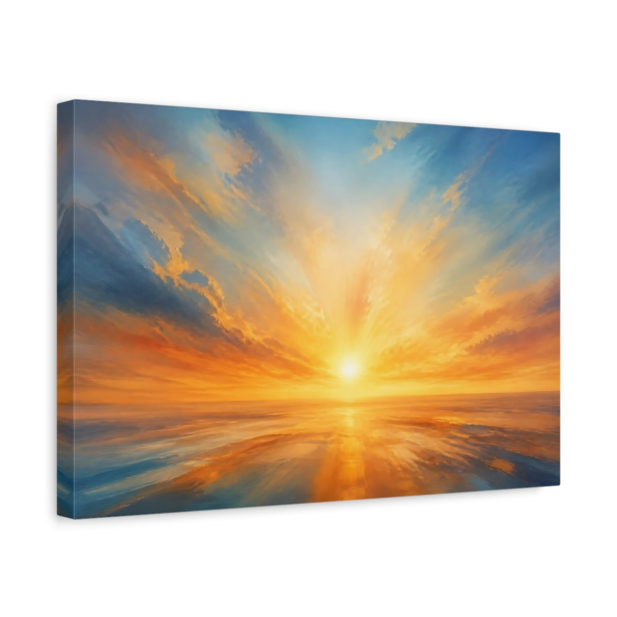 Side Mockup 4. Golden Sunrise Over Ocean shown as canvas print