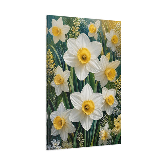 Main Mockup. Golden Trumpet Daffodils shown as canvas print