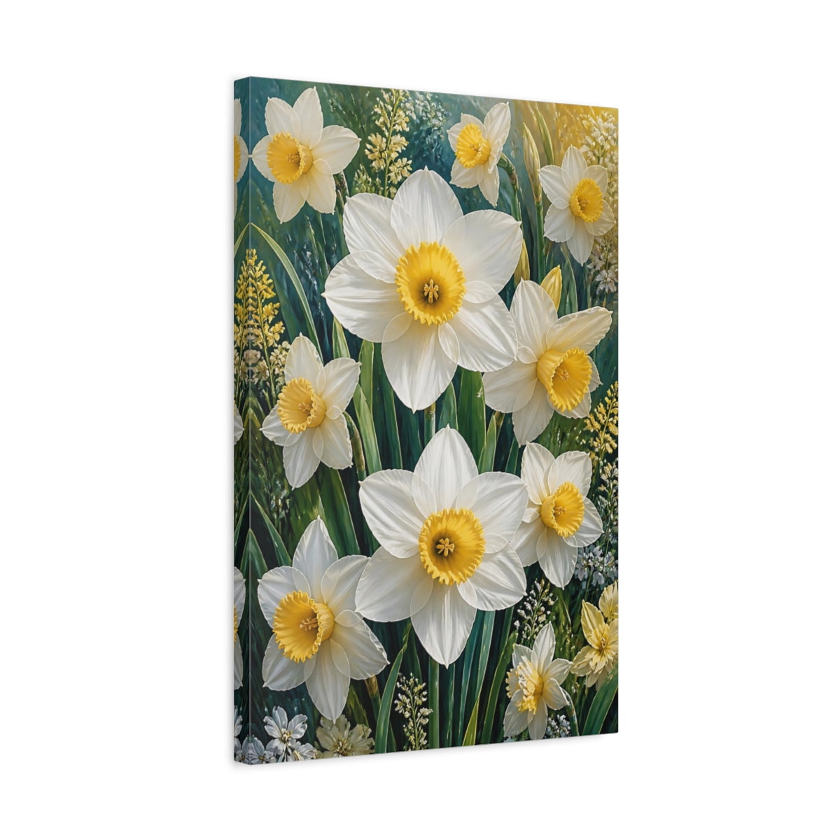 Side Mockup 3. Golden Trumpet Daffodils shown as canvas print