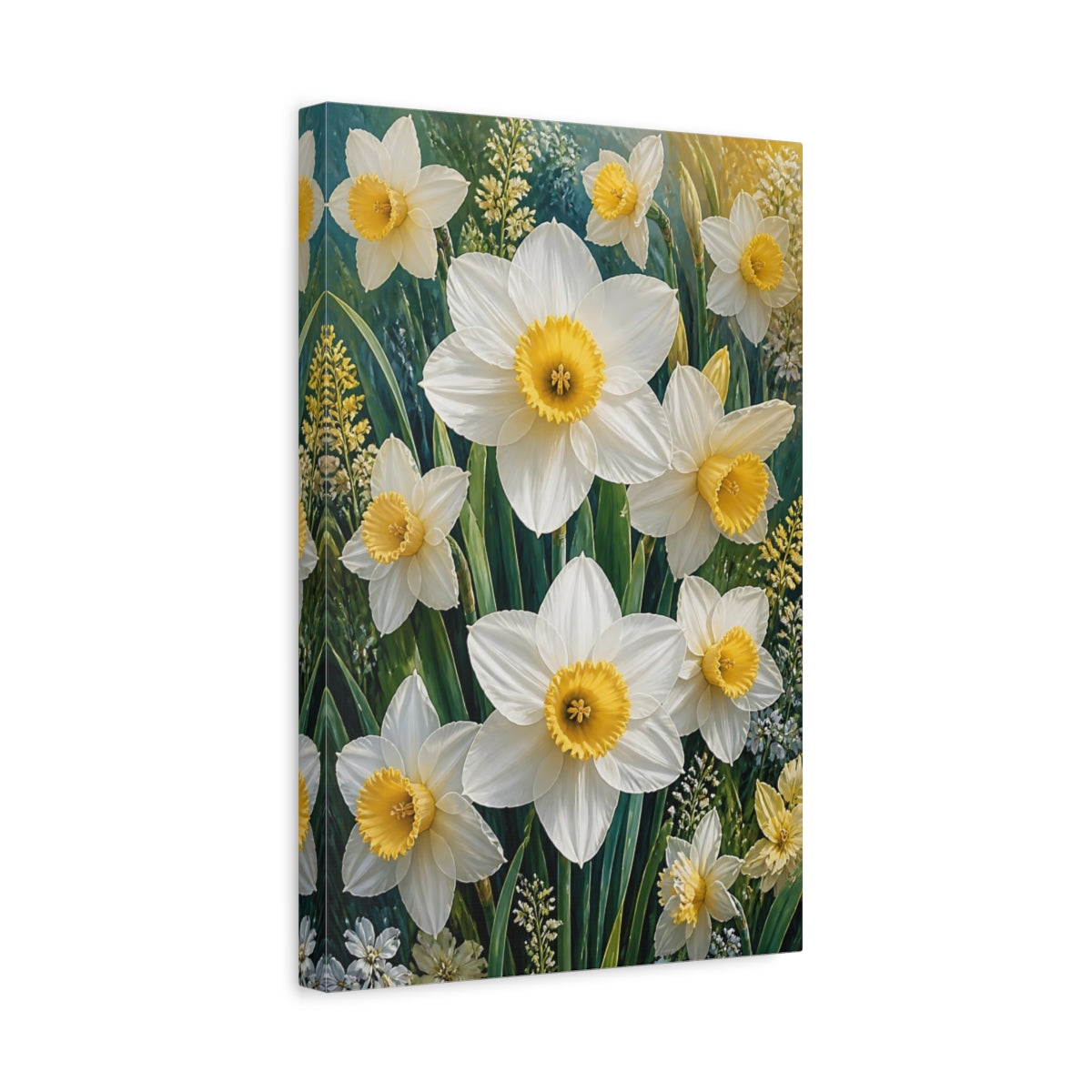 Side Mockup 4. Golden Trumpet Daffodils shown as canvas print
