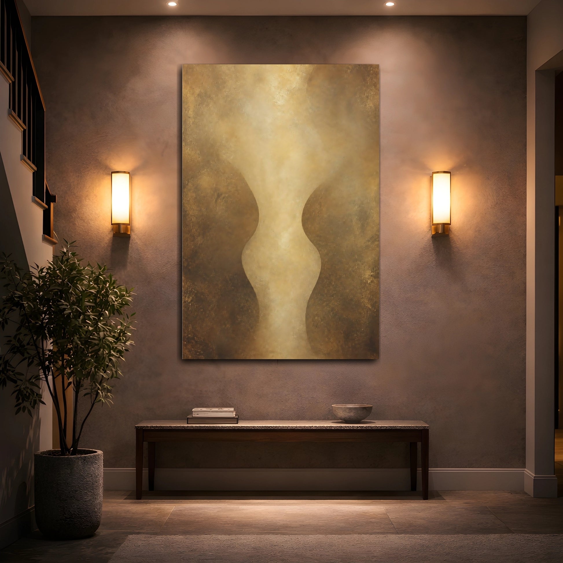 Mockup 2. Golden Vase Silhouette shown as canvas print