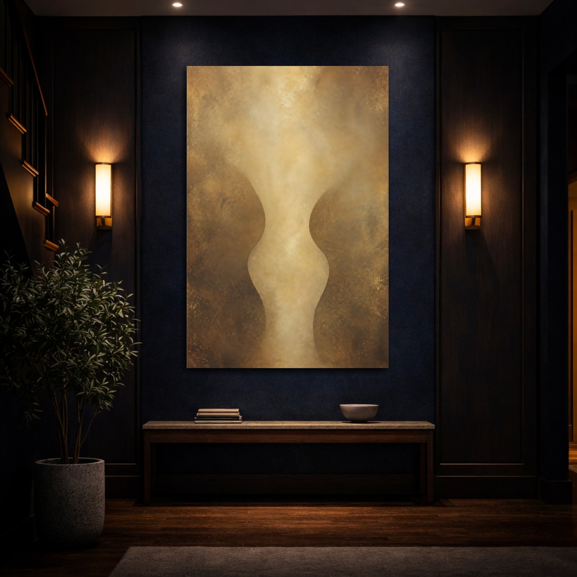 Mockup 4. Golden Vase Silhouette shown as canvas print