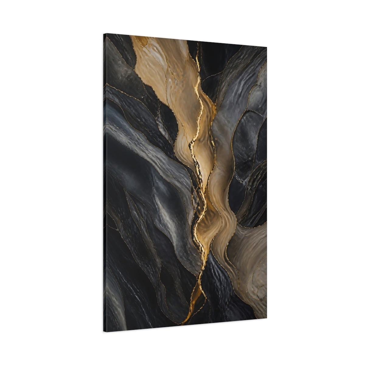 Side Mockup 1. Golden Vein Marble shown as canvas print